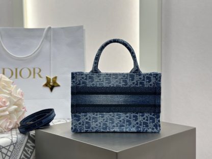 Mini Dior Book Tote Blue Denim Dior Oblique Jacquard #3277 - Image 6