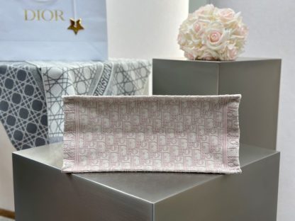  Dior Medium Dior Book Tote Ecru and Pink Dior Oblique Embroidery #3266 - Image 8