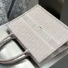  Dior Medium Dior Book Tote Ecru and Pink Dior Oblique Embroidery #3266 - Image 6