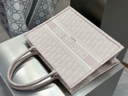  Dior Medium Dior Book Tote Ecru and Pink Dior Oblique Embroidery #3266 - Image 6