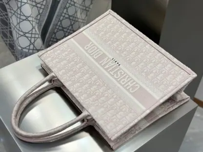  Dior Medium Dior Book Tote Ecru and Pink Dior Oblique Embroidery #3266 - Image 6