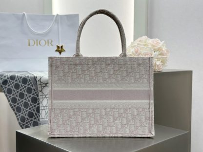  Dior Medium Dior Book Tote Ecru and Pink Dior Oblique Embroidery #3266 - Image 9