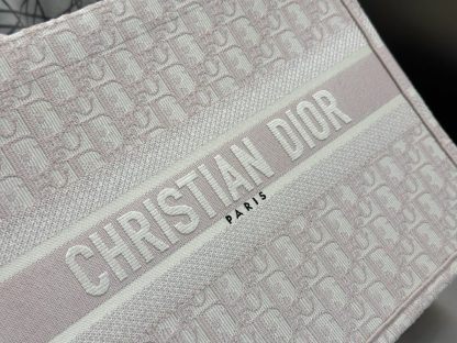  Dior Medium Dior Book Tote Ecru and Pink Dior Oblique Embroidery #3266 - Image 5