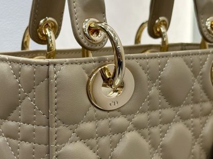  Dior Small Lady Dior My ABCDior Bag Powder Beige Cannage Lambskin #3290 - Image 8