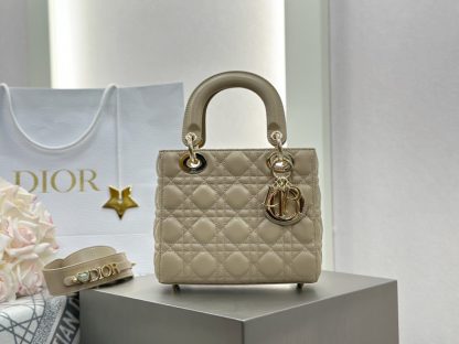 Replica Dior Small Lady Dior My ABCDior Bag Powder Beige Cannage Lambskin #3290
