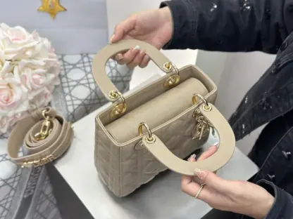  Dior Small Lady Dior My ABCDior Bag Powder Beige Cannage Lambskin #3290 - Image 11