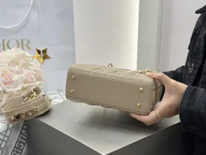  Dior Small Lady Dior My ABCDior Bag Powder Beige Cannage Lambskin #3290 - Image 13