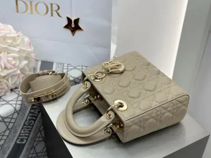  Dior Small Lady Dior My ABCDior Bag Powder Beige Cannage Lambskin #3290 - Image 14