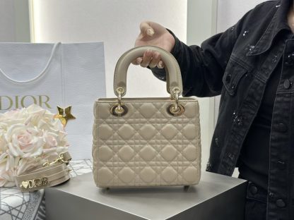  Dior Small Lady Dior My ABCDior Bag Powder Beige Cannage Lambskin #3290 - Image 15