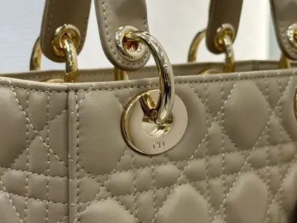 Dior Small Lady Dior My ABCDior Bag Powder Beige Cannage Lambskin #3290 - Image 2