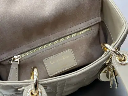  Dior Small Lady Dior My ABCDior Bag Powder Beige Cannage Lambskin #3290 - Image 3