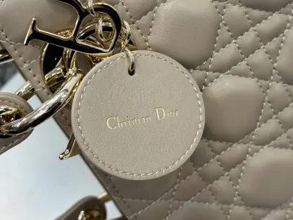  Dior Small Lady Dior My ABCDior Bag Powder Beige Cannage Lambskin #3290 - Image 5