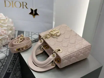  Dior Small Lady Dior My ABCDior Bag Powder Pink Cannage Lambskin #3289 - Image 9
