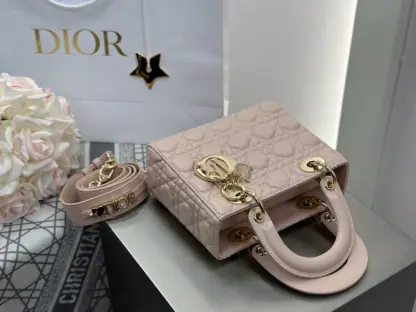  Dior Small Lady Dior My ABCDior Bag Powder Pink Cannage Lambskin #3289 - Image 10