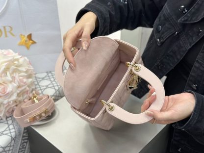  Dior Small Lady Dior My ABCDior Bag Powder Pink Cannage Lambskin #3289 - Image 12