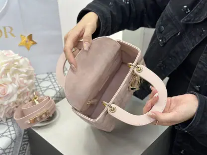  Dior Small Lady Dior My ABCDior Bag Powder Pink Cannage Lambskin #3289 - Image 12