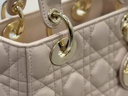  Dior Small Lady Dior My ABCDior Bag Powder Pink Cannage Lambskin #3289 - Image 13