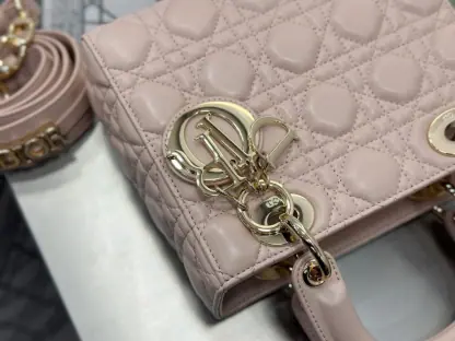 Dior Small Lady Dior My ABCDior Bag Powder Pink Cannage Lambskin #3289 - Image 3