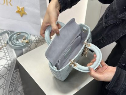  Dior Small Lady D-Joy Bag Pale Blue Cannage Lambskin #3285 - Image 12