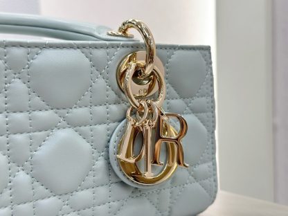  Dior Small Lady D-Joy Bag Pale Blue Cannage Lambskin #3285 - Image 13
