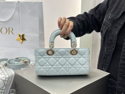  Dior Small Lady D-Joy Bag Pale Blue Cannage Lambskin #3285 - Image 10
