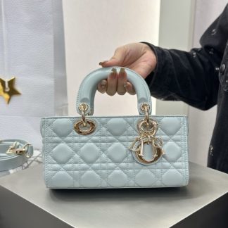 Replica Dior Small Lady D-Joy Bag Pale Blue Cannage Lambskin #3285