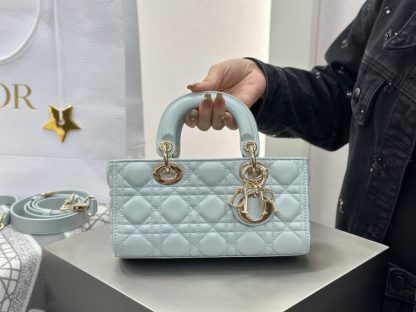 Replica Dior Small Lady D-Joy Bag Pale Blue Cannage Lambskin #3285