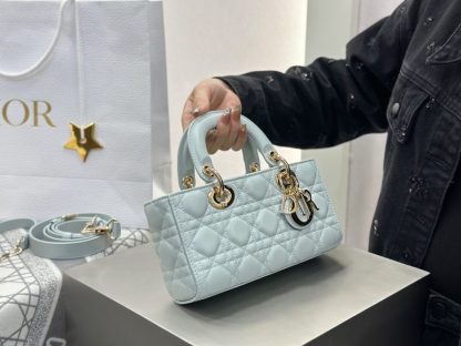  Dior Small Lady D-Joy Bag Pale Blue Cannage Lambskin #3285 - Image 16