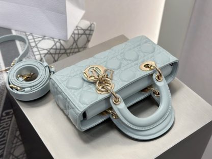  Dior Small Lady D-Joy Bag Pale Blue Cannage Lambskin #3285 - Image 11