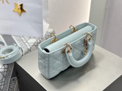  Dior Small Lady D-Joy Bag Pale Blue Cannage Lambskin #3285 - Image 3
