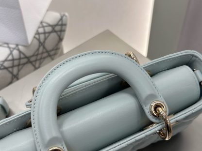  Dior Small Lady D-Joy Bag Pale Blue Cannage Lambskin #3285 - Image 4
