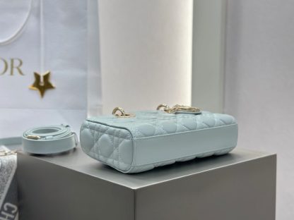  Dior Small Lady D-Joy Bag Pale Blue Cannage Lambskin #3285 - Image 5
