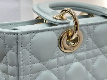  Dior Small Lady D-Joy Bag Pale Blue Cannage Lambskin #3285 - Image 6