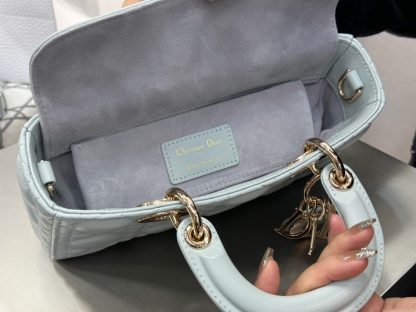  Dior Small Lady D-Joy Bag Pale Blue Cannage Lambskin #3285 - Image 7