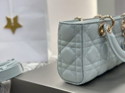  Dior Small Lady D-Joy Bag Pale Blue Cannage Lambskin #3285 - Image 8