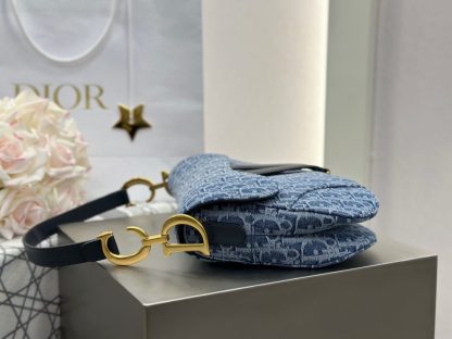  Dior Saddle Bag with Strap Blue Denim Dior Oblique Jacquard #3254 - Image 14