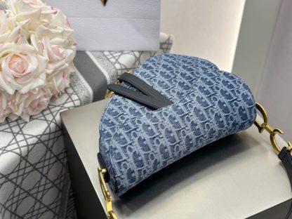  Dior Saddle Bag with Strap Blue Denim Dior Oblique Jacquard #3254 - Image 15
