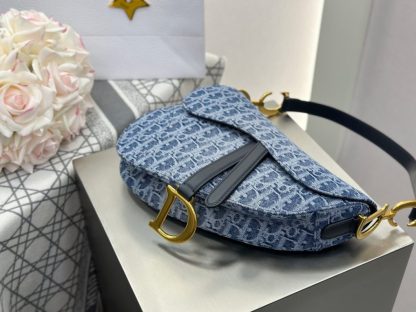  Dior Saddle Bag with Strap Blue Denim Dior Oblique Jacquard #3254 - Image 16