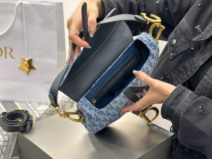  Dior Saddle Bag with Strap Blue Denim Dior Oblique Jacquard #3254 - Image 11