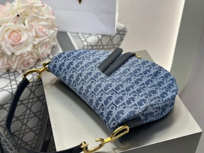  Dior Saddle Bag with Strap Blue Denim Dior Oblique Jacquard #3254 - Image 13