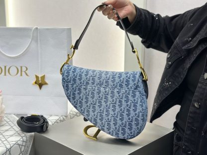  Dior Saddle Bag with Strap Blue Denim Dior Oblique Jacquard #3254 - Image 17