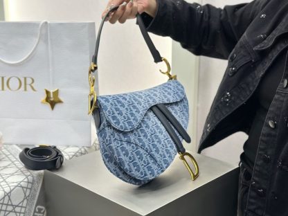  Dior Saddle Bag with Strap Blue Denim Dior Oblique Jacquard #3254 - Image 18