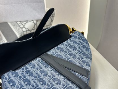  Dior Saddle Bag with Strap Blue Denim Dior Oblique Jacquard #3254 - Image 12