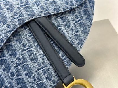  Dior Saddle Bag with Strap Blue Denim Dior Oblique Jacquard #3254 - Image 5