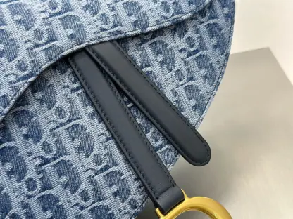  Dior Saddle Bag with Strap Blue Denim Dior Oblique Jacquard #3254 - Image 5
