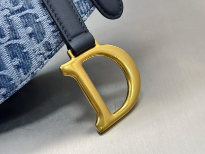  Dior Saddle Bag with Strap Blue Denim Dior Oblique Jacquard #3254 - Image 6