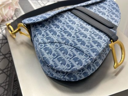  Dior Saddle Bag with Strap Blue Denim Dior Oblique Jacquard #3254 - Image 7