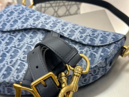  Dior Saddle Bag with Strap Blue Denim Dior Oblique Jacquard #3254 - Image 8