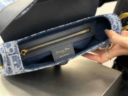  Dior Saddle Bag with Strap Blue Denim Dior Oblique Jacquard #3254 - Image 9