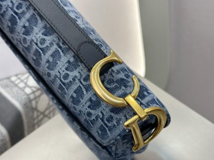  Dior Saddle Bag with Strap Blue Denim Dior Oblique Jacquard #3254 - Image 2